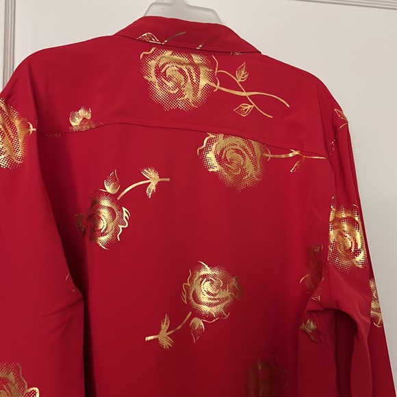 NWT Drill NYC red rose button down long sleeve size: L - Picture 8 of 9